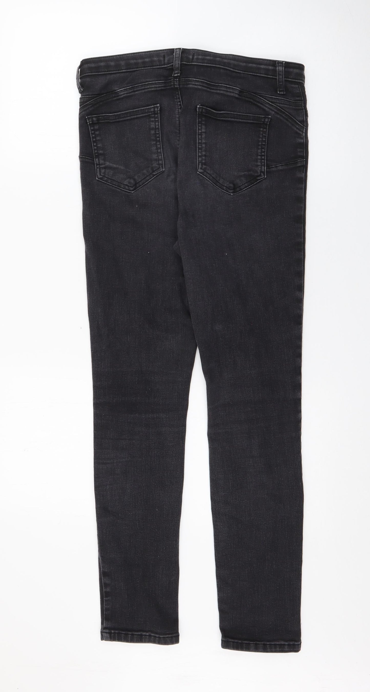 Gallery Womens Black  Cotton Skinny Jeans Size 12 L28 in Regular Button