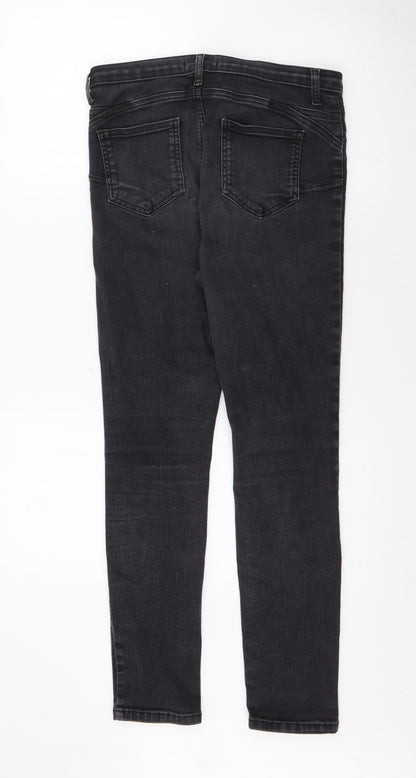 Gallery Womens Black  Cotton Skinny Jeans Size 12 L28 in Regular Button