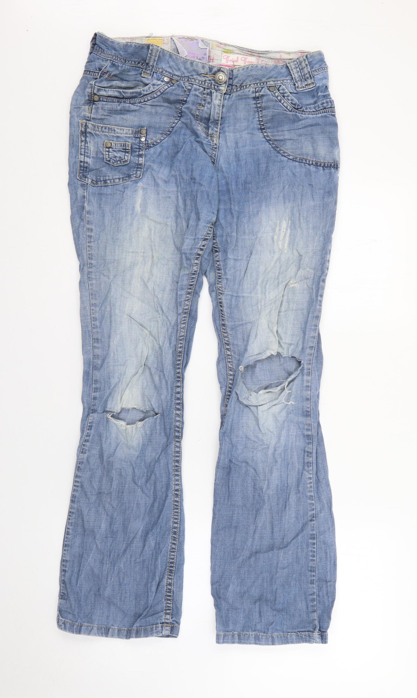 Fried Fish Womens Blue  Cotton Straight Jeans Size 8 L29 in Regular