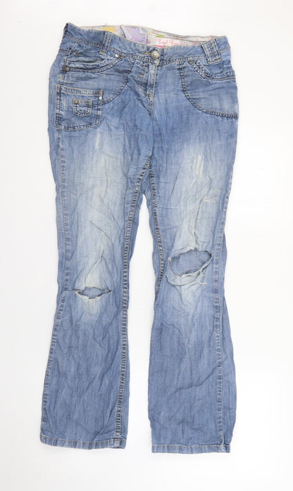 Fried Fish Womens Blue  Cotton Straight Jeans Size 8 L29 in Regular