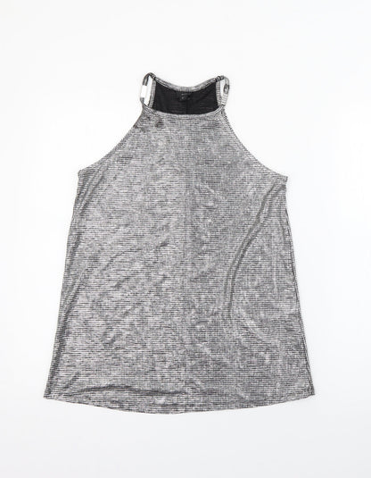 Womens UK Size 8 River Island Silver Camisole Tank