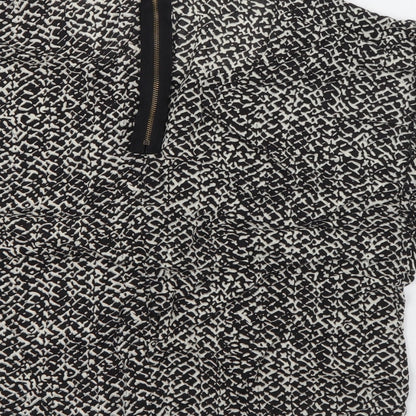 Glamorous Womens Black Geometric Cotton Basic Blouse Size 8 Round Neck