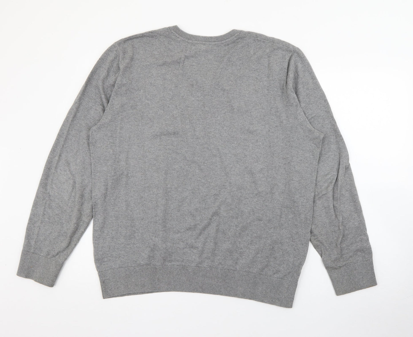 Gap Mens Grey V-Neck  Cotton Pullover Jumper Size L