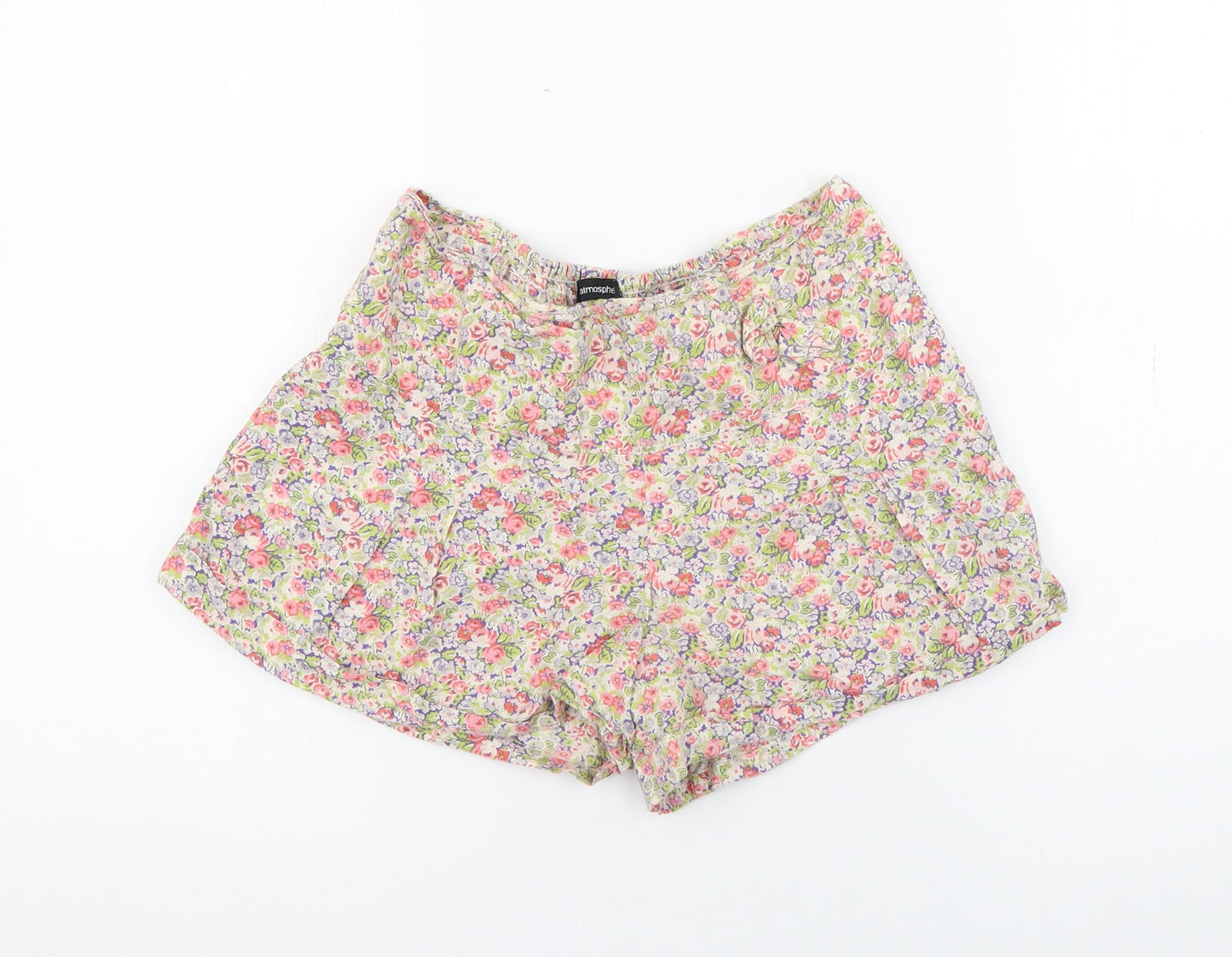 Atmosphere Womens Multicoloured Floral Cotton Paperbag Shorts Size 8  Regular