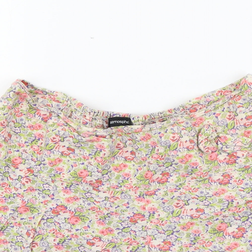 Atmosphere Womens Multicoloured Floral Cotton Paperbag Shorts Size 8  Regular