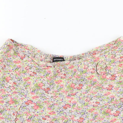 Atmosphere Womens Multicoloured Floral Cotton Paperbag Shorts Size 8  Regular
