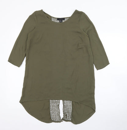 Primark Womens Green  Polyester Basic Blouse Size 6 Scoop Neck