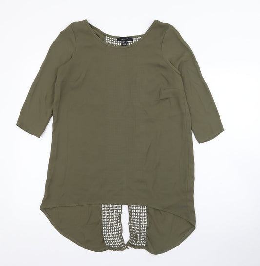 Primark Womens Green  Polyester Basic Blouse Size 6 Scoop Neck