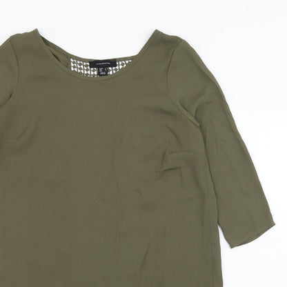 Primark Womens Green  Polyester Basic Blouse Size 6 Scoop Neck