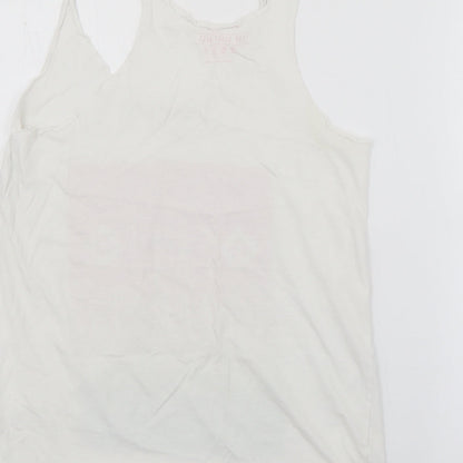 Primark Womens White  Cotton Camisole Tank Size 10 Scoop Neck - Free Spirit