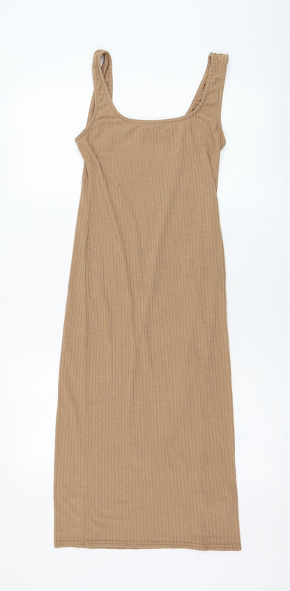 New Look Womens Brown  Polyester Tank Dress  Size 10  Round Neck Pullover