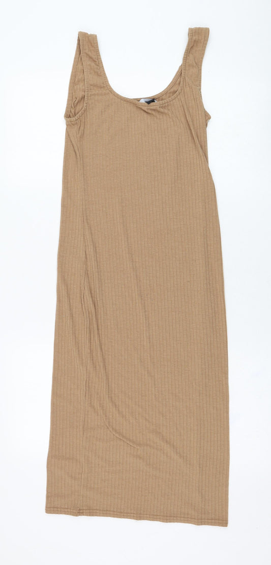 New Look Womens Brown  Polyester Tank Dress  Size 10  Round Neck Pullover
