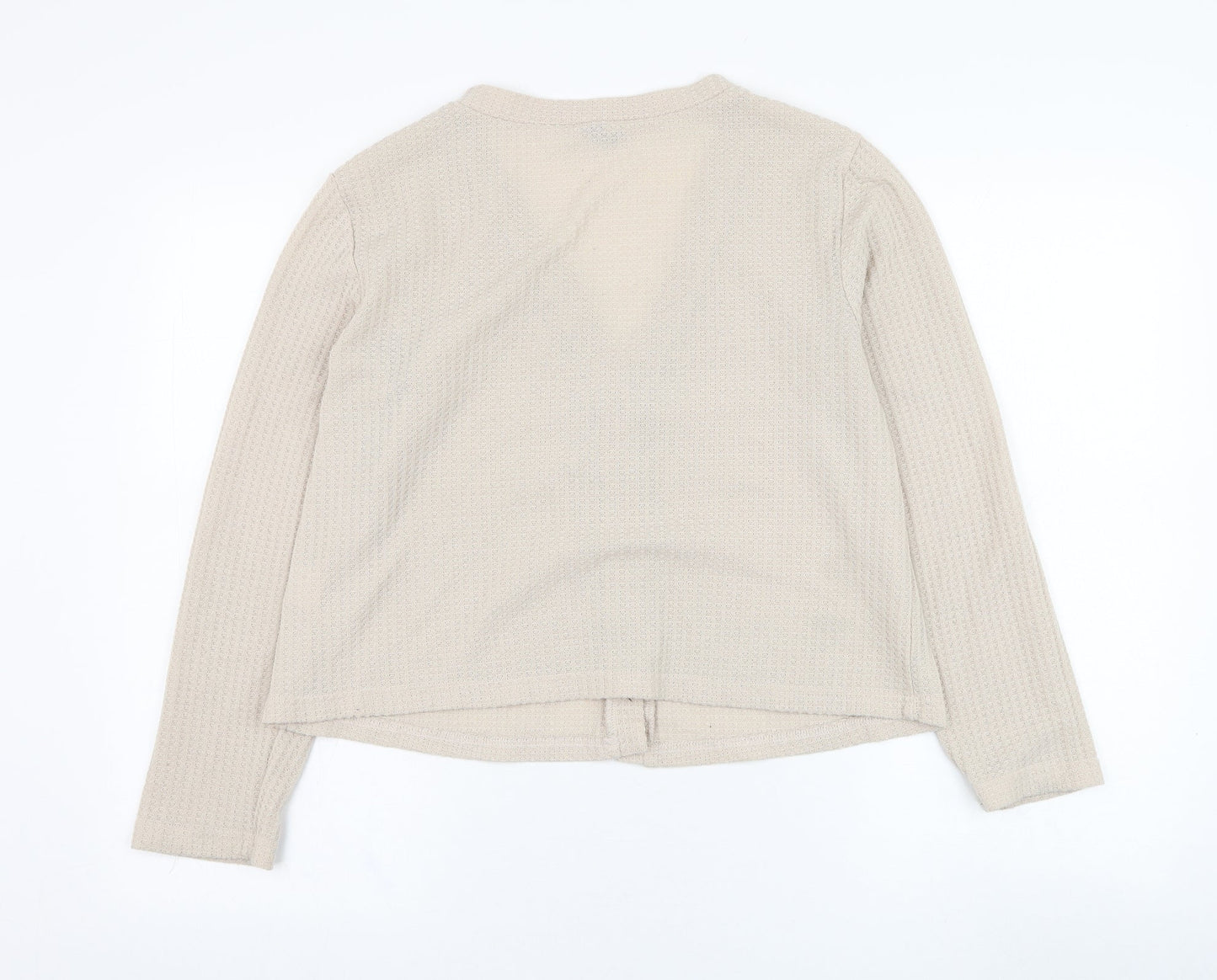 SheIn Womens Beige V-Neck  Polyester Cardigan Jumper Size 12