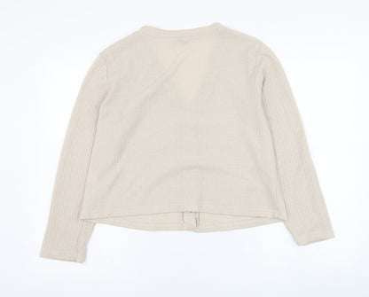 SheIn Womens Beige V-Neck  Polyester Cardigan Jumper Size 12