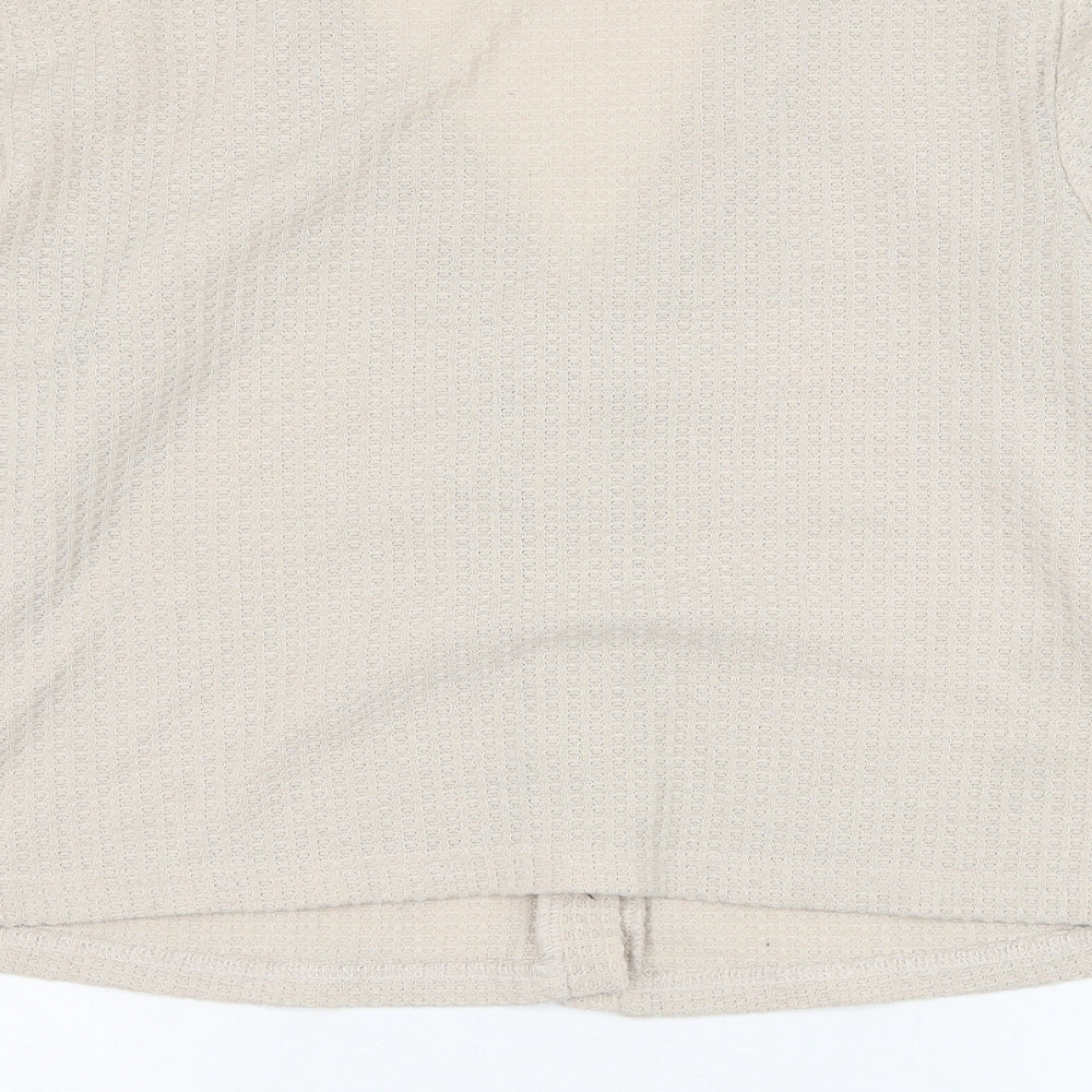 SheIn Womens Beige V-Neck  Polyester Cardigan Jumper Size 12