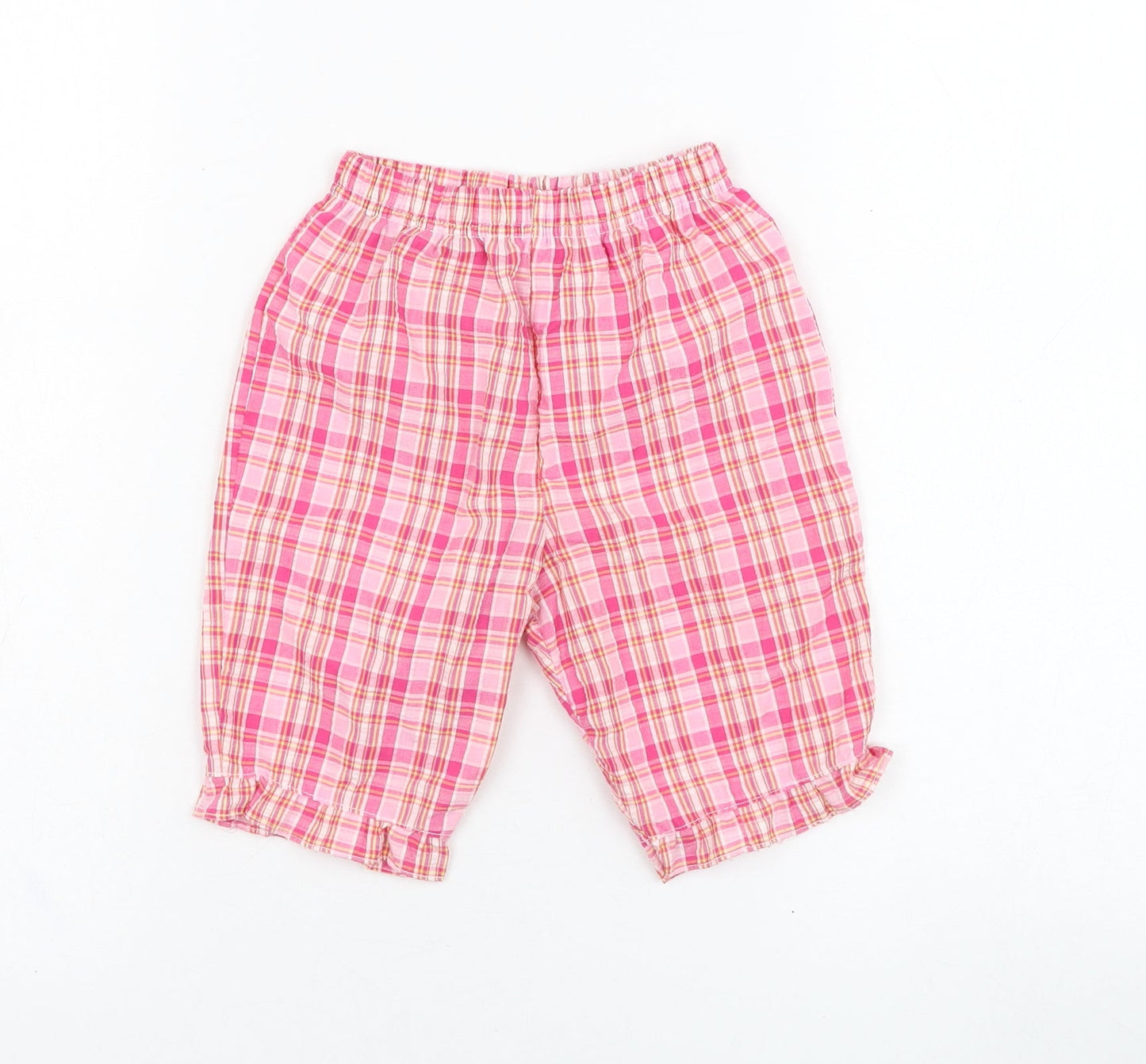 In the pink Girls Pink Check Polyester Capri Trousers Size 18-24 Months  Pullover