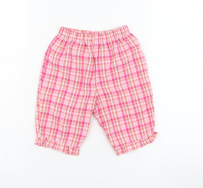 In the pink Girls Pink Check Polyester Capri Trousers Size 18-24 Months  Pullover