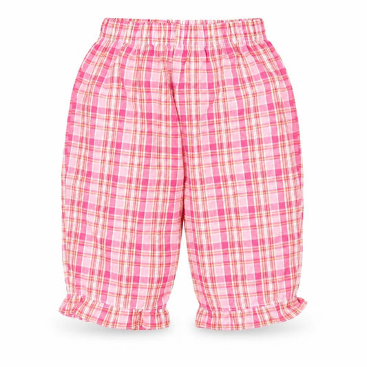 In the pink Girls Pink Check Polyester Capri Trousers Size 18-24 Months  Pullover