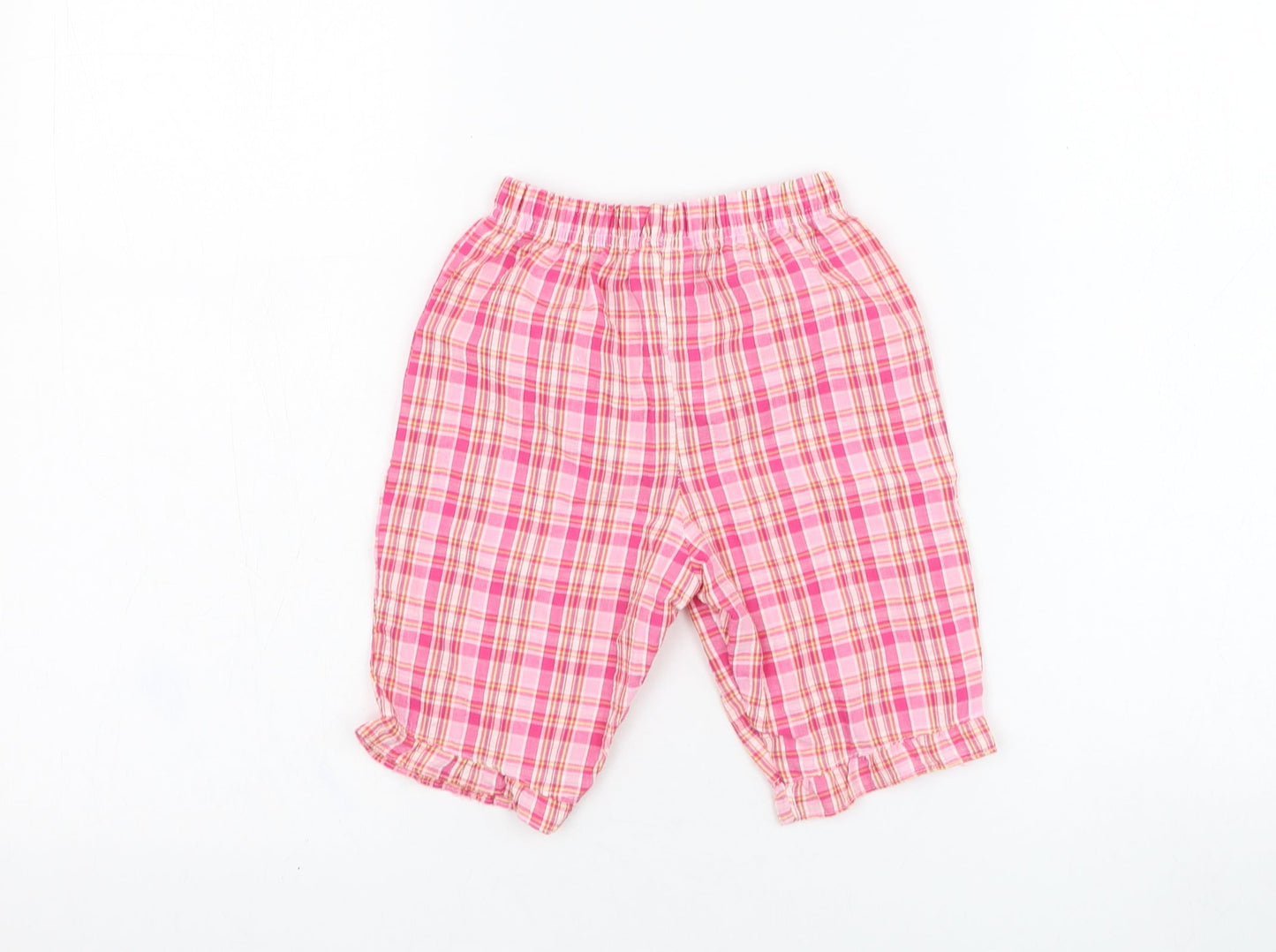 In the pink Girls Pink Check Polyester Capri Trousers Size 18-24 Months  Pullover