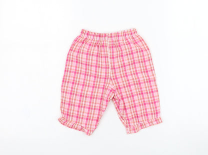 In the pink Girls Pink Check Polyester Capri Trousers Size 18-24 Months  Pullover