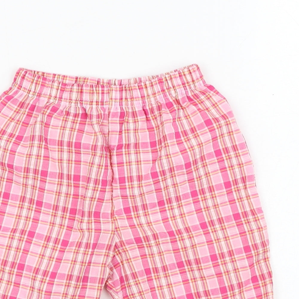 In the pink Girls Pink Check Polyester Capri Trousers Size 18-24 Months  Pullover