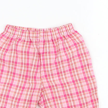 In the pink Girls Pink Check Polyester Capri Trousers Size 18-24 Months  Pullover