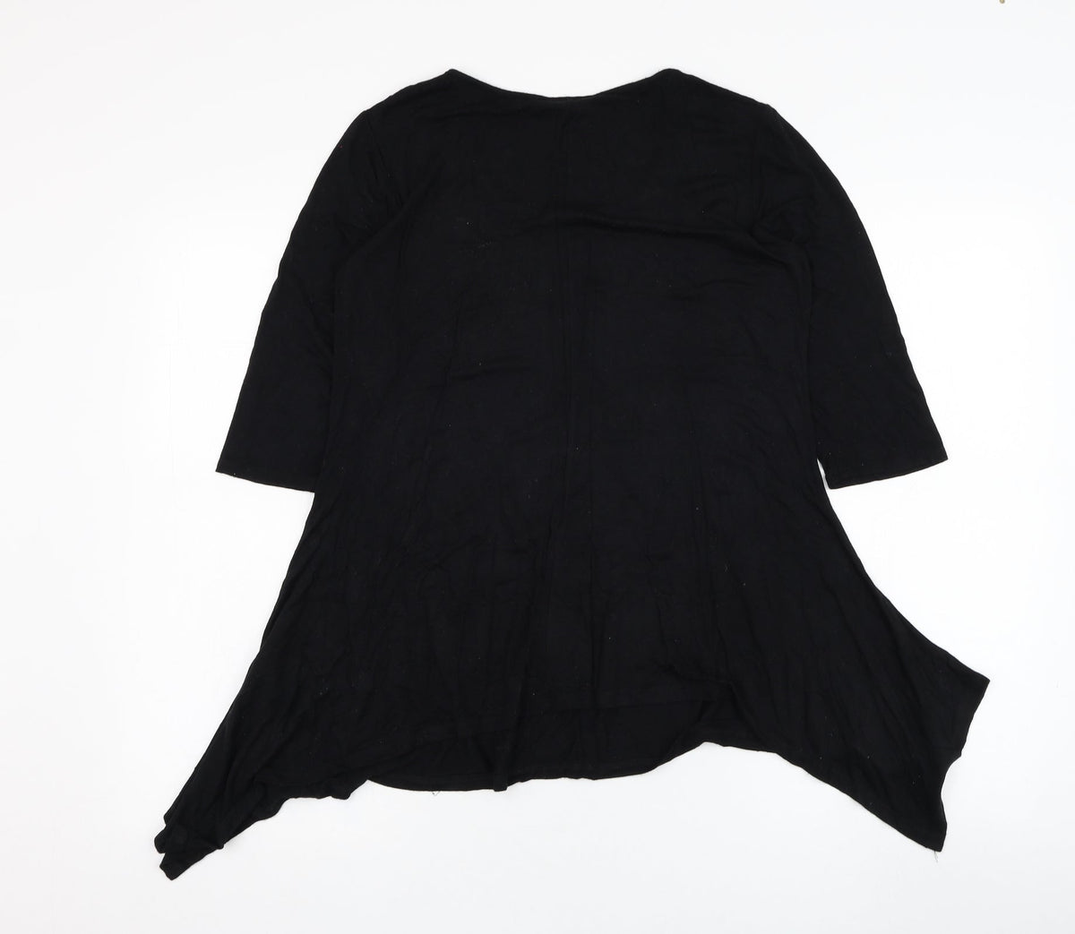 Back view of Anthony women’s black viscose basic t-shirt, size M, round neck