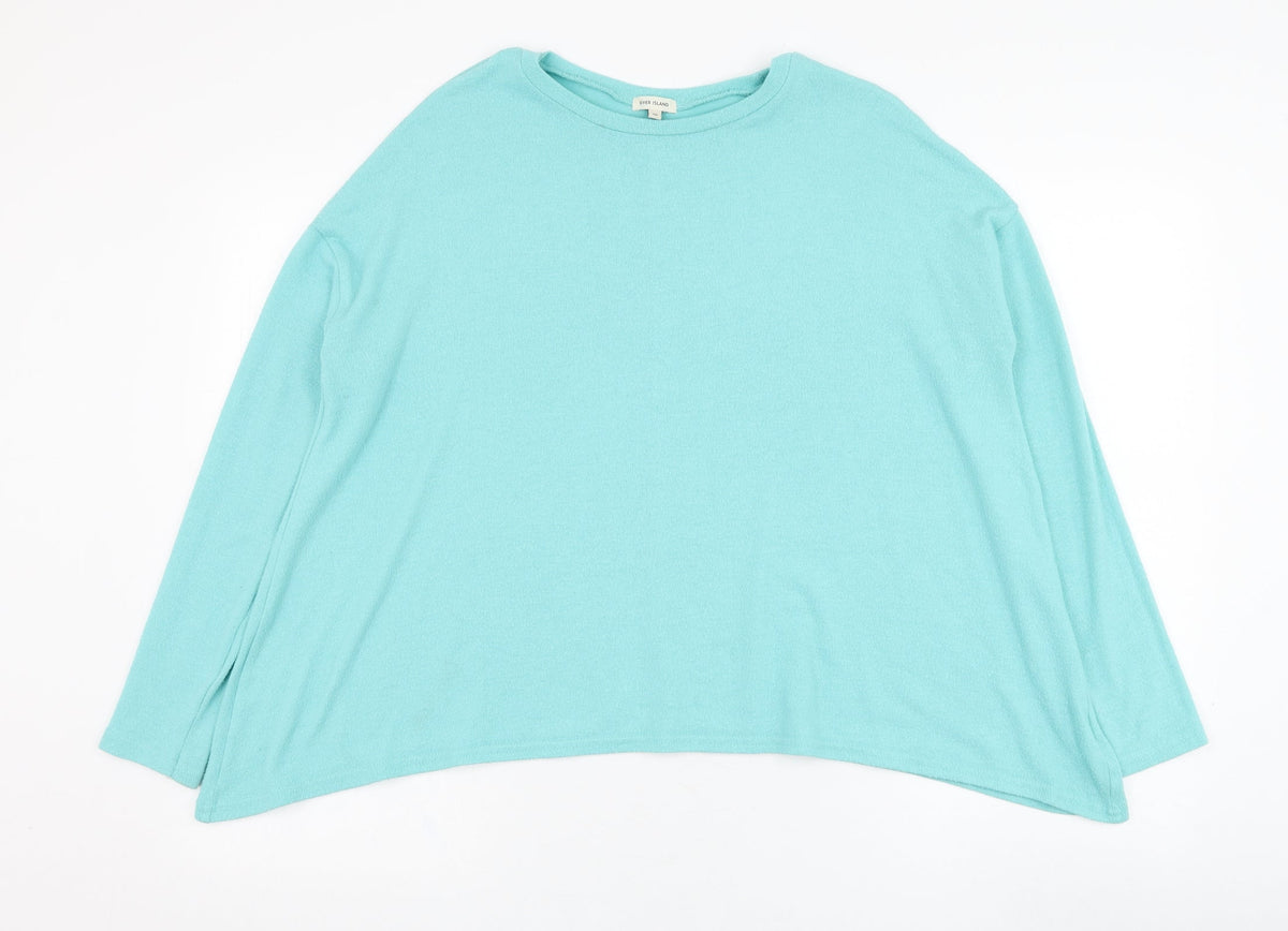 Additional front view of River Island women’s blue viscose pullover sweatshirt, size UK 10, pullover