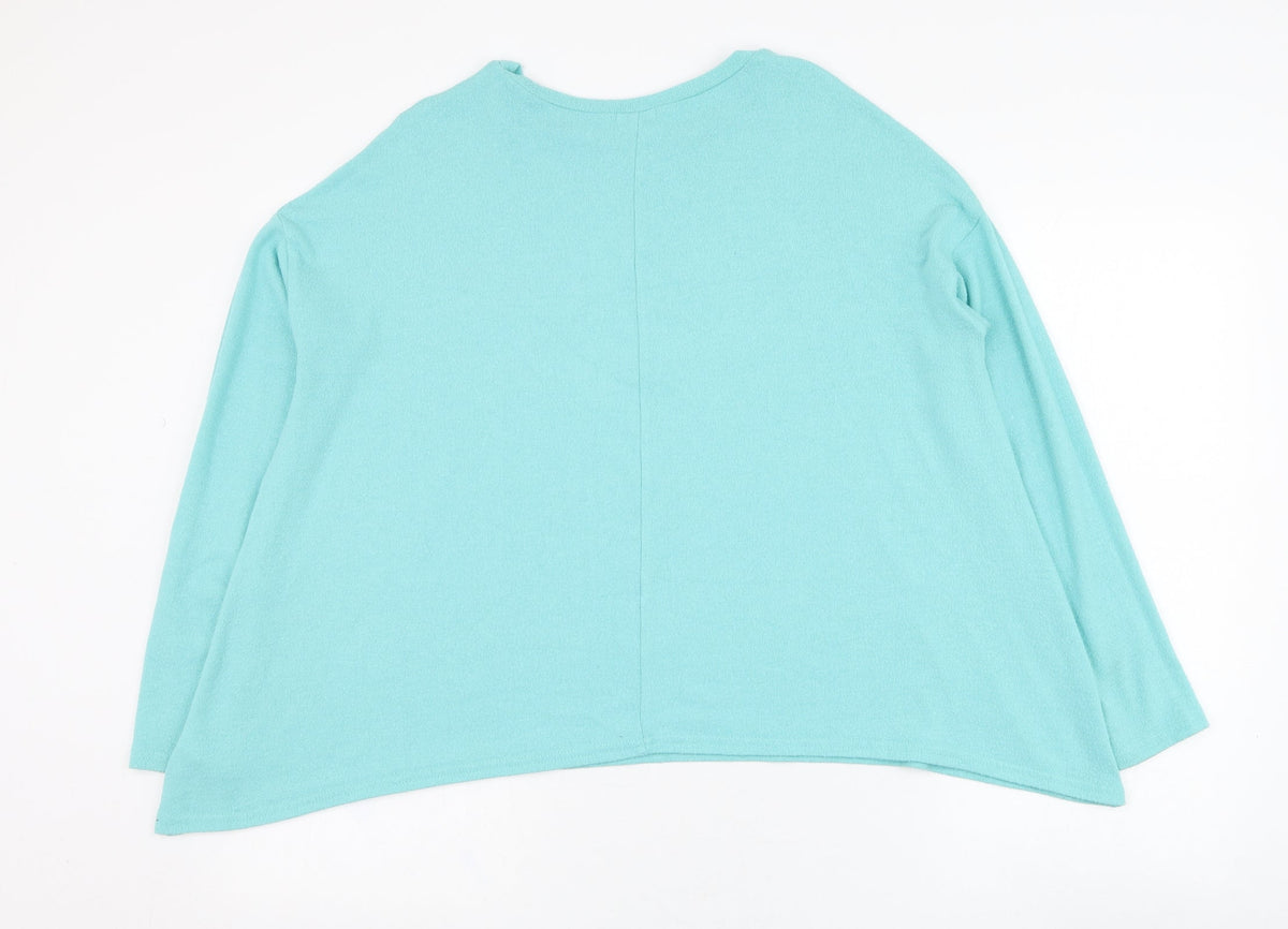 Back view of River Island women’s blue viscose pullover sweatshirt, size UK 10, pullover