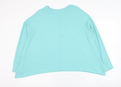 Back view of River Island women’s blue viscose pullover sweatshirt, size UK 10, pullover