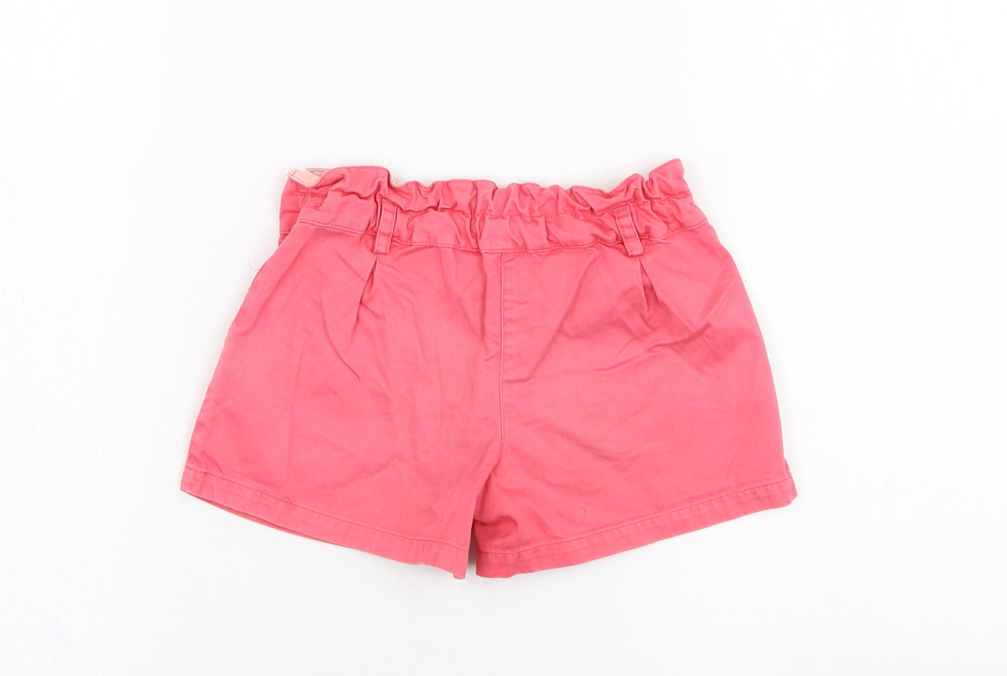 Marks and Spencer Girls Pink  Cotton Paperbag Shorts Size 3-4 Years  Regular