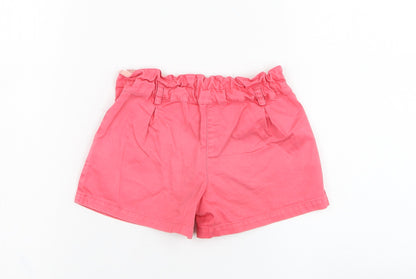 Marks and Spencer Girls Pink  Cotton Paperbag Shorts Size 3-4 Years  Regular