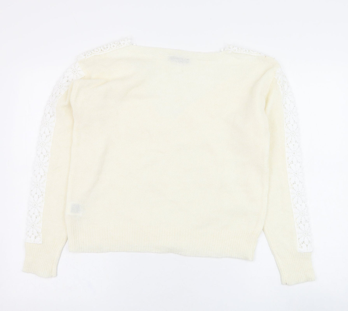 SheIn Womens Ivory Round Neck  Polyester Pullover Jumper Size 10