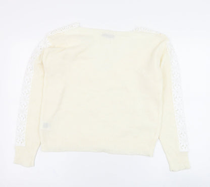 SheIn Womens Ivory Round Neck  Polyester Pullover Jumper Size 10