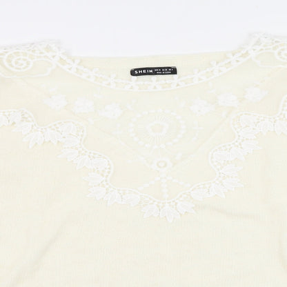 SheIn Womens Ivory Round Neck  Polyester Pullover Jumper Size 10