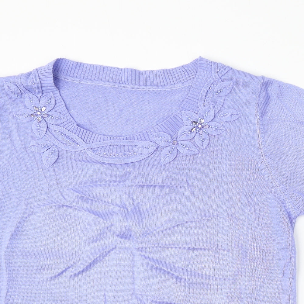 Womens UK Size L Preworn Purple Pullover Jumper