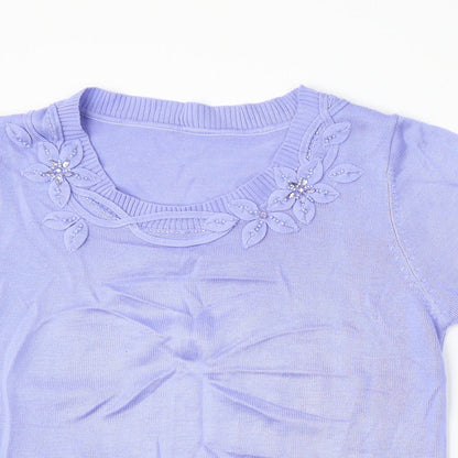 Womens UK Size L Preworn Purple Pullover Jumper
