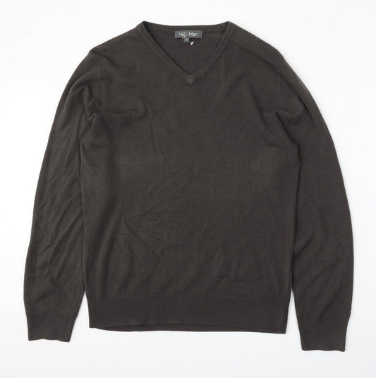 Marks and Spencer Mens Green V-Neck  Acrylic Pullover Jumper Size M