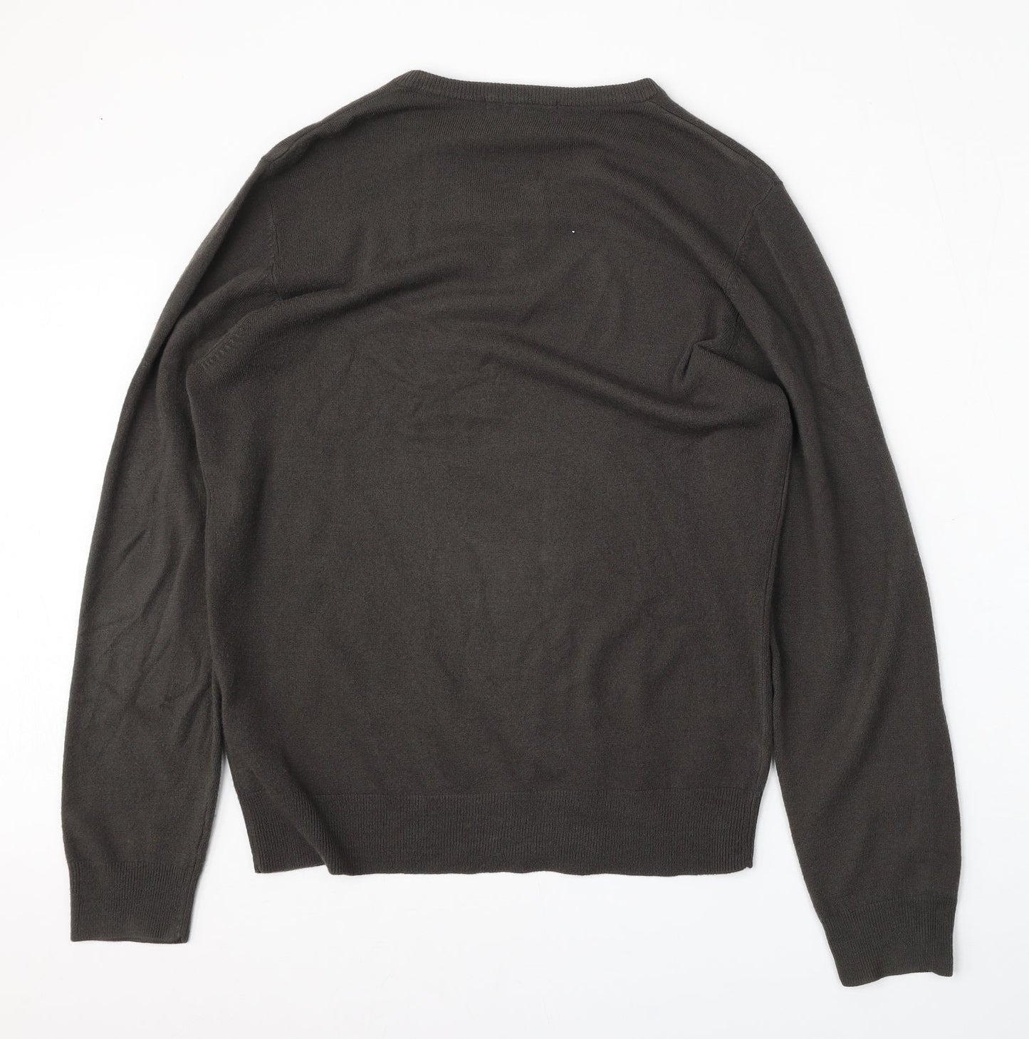 Marks and Spencer Mens Green V-Neck  Acrylic Pullover Jumper Size M