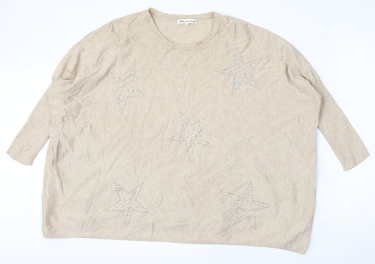 Womens UK Size One Size Millenium Beige Pullover Jumper