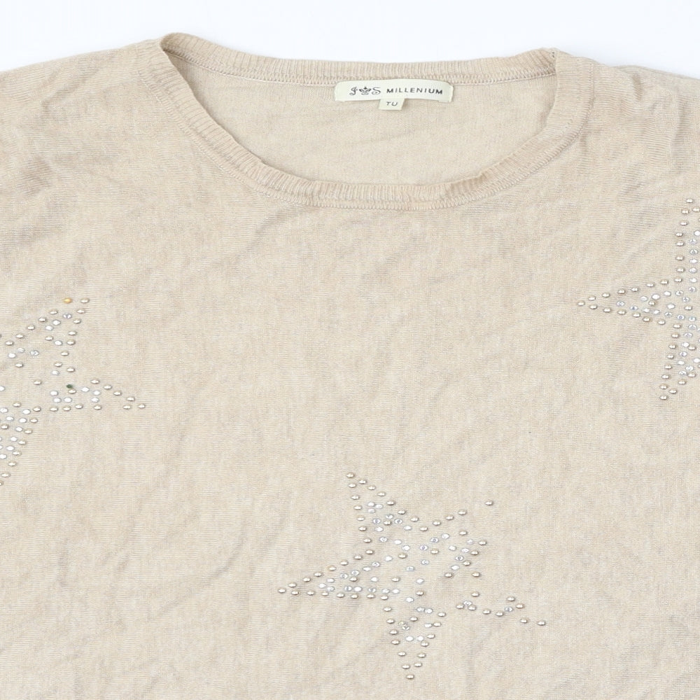 Womens UK Size One Size Millenium Beige Pullover Jumper