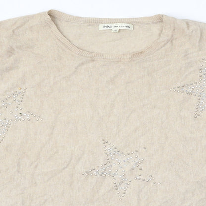 Womens UK Size One Size Millenium Beige Pullover Jumper