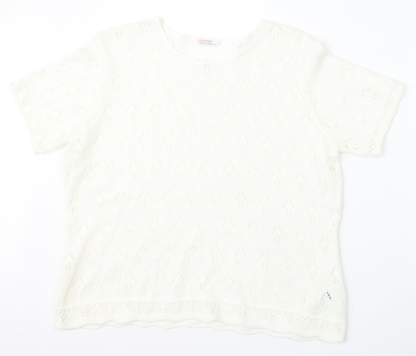 Womens UK Size 18 Marks and Spencer White Pullover Jumper