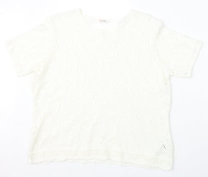 Womens UK Size 18 Marks and Spencer White Pullover Jumper