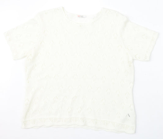 Womens UK Size 18 Marks and Spencer White Pullover Jumper