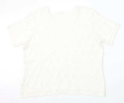 Womens UK Size 18 Marks and Spencer White Pullover Jumper