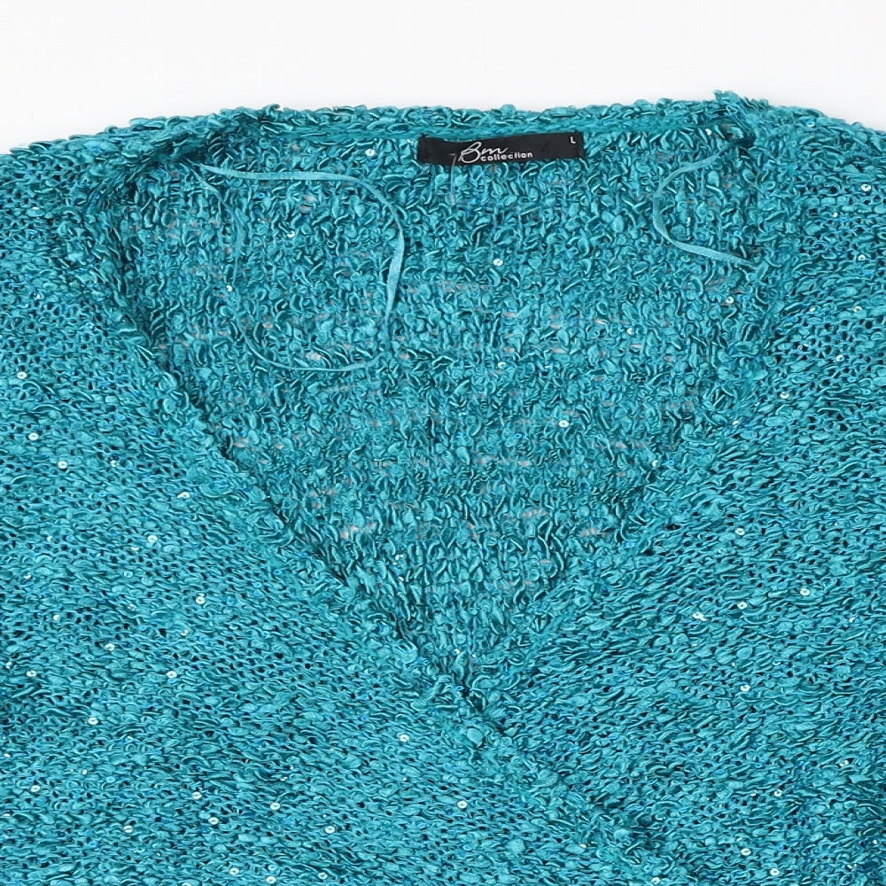 Womens UK Size L BM Collection Blue Cardigan Jumper