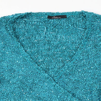 Womens UK Size L BM Collection Blue Cardigan Jumper