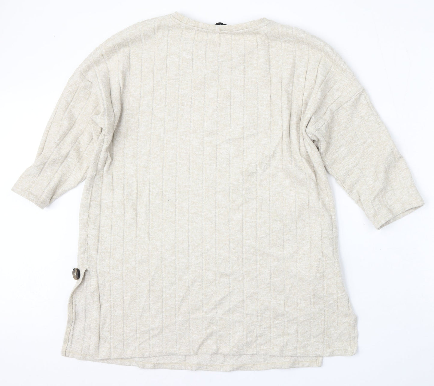 F&F Womens Beige Round Neck  Polyester Pullover Jumper Size 10