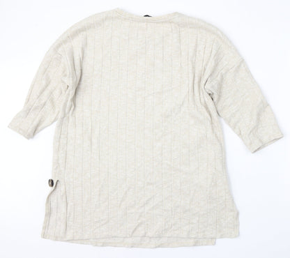 F&F Womens Beige Round Neck  Polyester Pullover Jumper Size 10